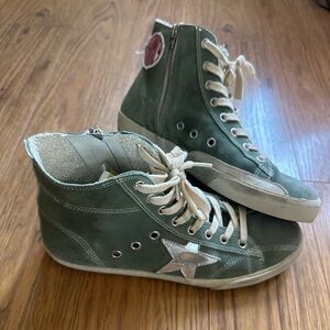 Golden Goose Francy Green High-Top Sneakers with Star Detail